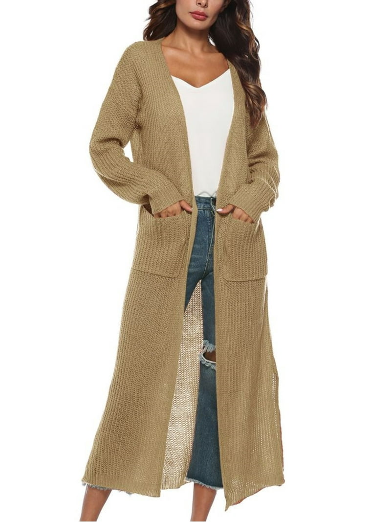 Women's Maxi Cardigan,Casual Long Sleeve Ankle-Length Flowy Open