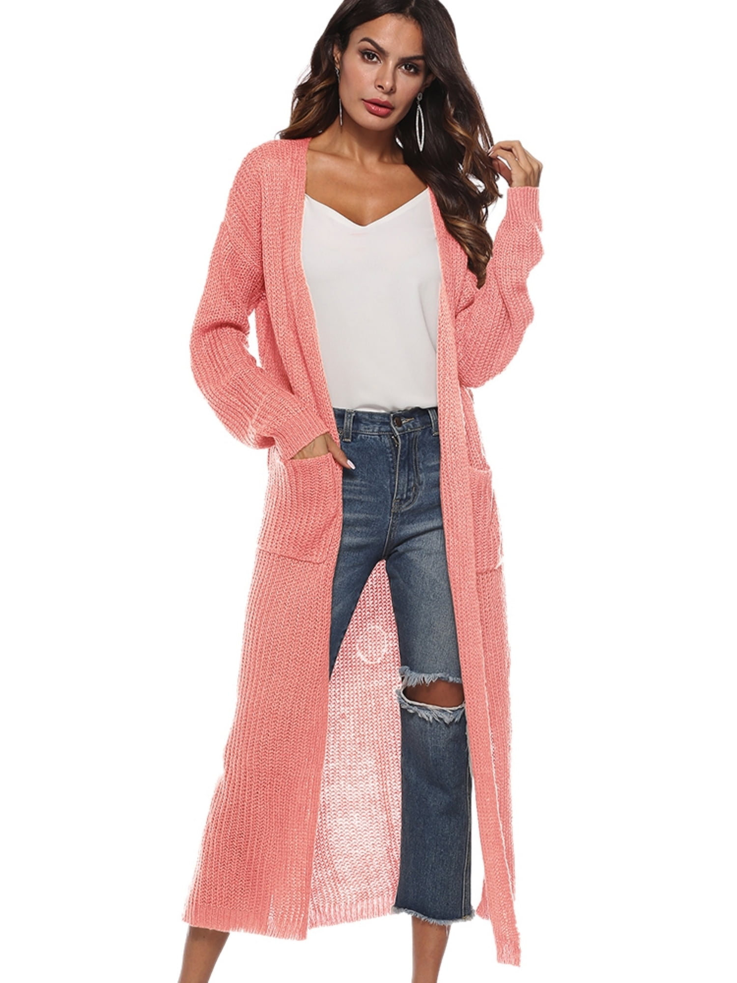 Women s Maxi Cardigan Casual Long Sleeve Ankle Length Flowy Open Front Drape Lightweight Duster Irregular Hem Thin Cardigan Sweater Knitted Coat Loose