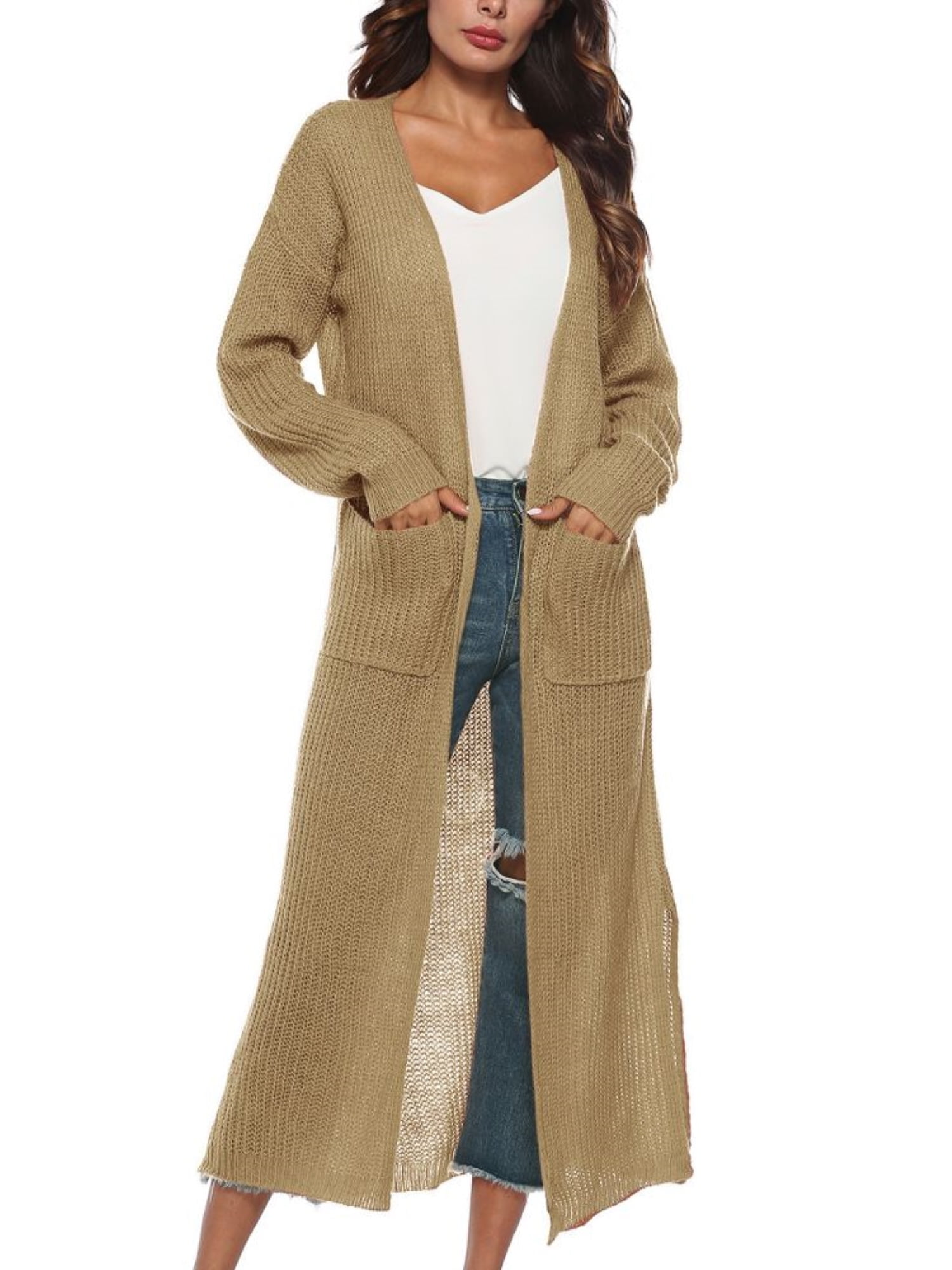 Elegant Women's Maxi Duster, Casual Long Sleeve, Waist Elegant Women's Maxi Duster, Casual Long Sleeve, Waist