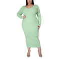 thumbnail image 1 of Women's Maxi Dress: Long Sleeve Bodycon Casual Spring Summer Dresses with V Neck Fruit Green 2XL, 1 of 3