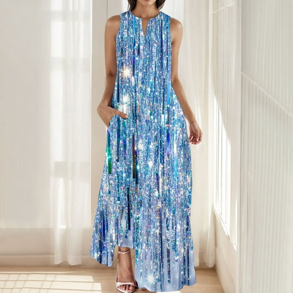 Women's Maxi Dress V Neck Sleeveless Floral Print Summer Dress Swing Style Comfort Fit for Vacation Resort Daily Casual Sundress