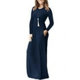 Women's Maxi Dresses Long Sleeve Casual Long Dresses Loose Plain with