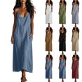thumbnail image 1 of Women's Maxi Dresses Loose Solid Spaghetti Strap Boho Long Dress with Pockets Relaxed Home Loungewear, 1 of 7