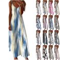 thumbnail image 1 of Women's Maxi Dresses Spaghetti Strap Sleeveless V Neck Print Sundress Summer Vacation Outfits For Women (XL, Light Blue), 1 of 5
