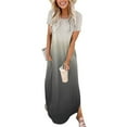 thumbnail image 1 of Women's Maxi Dresses Summer Casual Cross Rounk Neck Short Sleeve Slit Vacation Beach Long Dress, 1 of 6