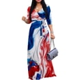 thumbnail image 1 of Women's Maxi Floral Print Casual 3/4 Sleeve V-Neck Wrap Tie Waist Long Dress For Women Plus Size Summer Vacation Boho Beach Chic Curvy Elegant Outwear Vestidos, 1 of 4