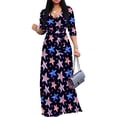 thumbnail image 1 of Women's Maxi Floral Print Casual 3/4 Sleeve V-Neck Wrap Tie Waist Long Dress For Women Plus Size Summer Vacation Boho Beach Chic Curvy Elegant Outwear Vestidos, 1 of 4