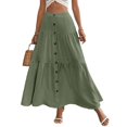 thumbnail image 1 of Women's Maxi Pleated Skirt High Waisted A Line Long Skirts Button Down Business Casual Outfits for Holiday, 1 of 6