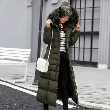 Women's Maxi Puffer Jacket - Heavyweight Insulated Long Winter Coat with Hood and Weatherproof Zippers