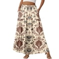 thumbnail image 1 of Women's Maxi Skirt Floral Printed Flowy Elastic Waist Long Skirts Boho Summer Beach Vacation Outfits with Pockets, 1 of 6