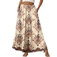 thumbnail image 1 of Women's Maxi Skirt Floral Printed Flowy Elastic Waist Long Skirts Boho Summer Beach Vacation Outfits with Pockets, 1 of 6