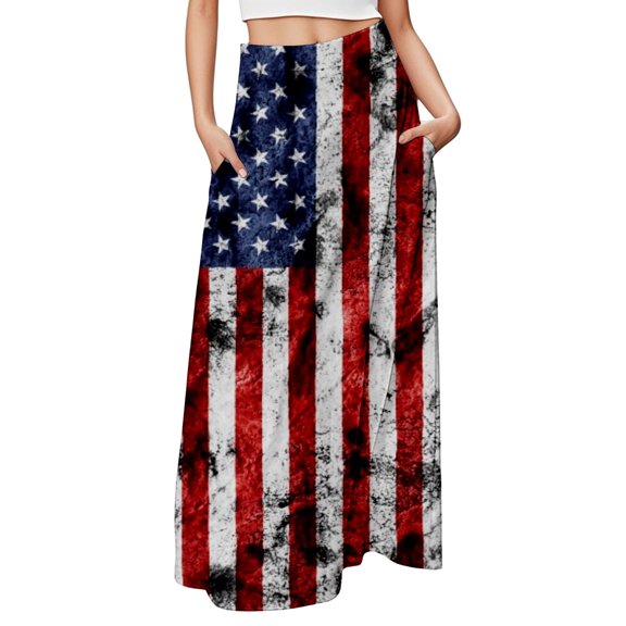 Women's Maxi Skirts Ladies' Flag Graphic Printed Casual Half Long Fall Spring Summer Multicolour Skirt M