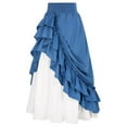 thumbnail image 1 of Women's Maxi Skirts with Elastic High Waist Summer A-Line Flowy Swing Ruffle Solid Color Flowy Skirt Blue M, 1 of 6