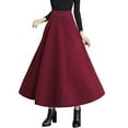 thumbnail image 1 of Women's Maxi Wool Skirt High Elastic Waist A Line Flare Long Winter Warm Plaid Elegant Comfortable Stylish, 1 of 1