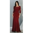 thumbnail image 1 of Women's May Queen 3 4 Sleeve Mother Of The Bride Dress Long Mermaid Gala evening elegant Gown Burgundy 4XL, 1 of 1