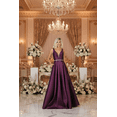 thumbnail image 1 of Women's May Queen A Line Plunging V Neck evening elegant Gown Side Pockets Sleeveless Prom 2026 Dress Eggplant 4, 1 of 9