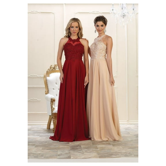 Women's May Queen Bridesmaid Long Classy Dress Silver 4