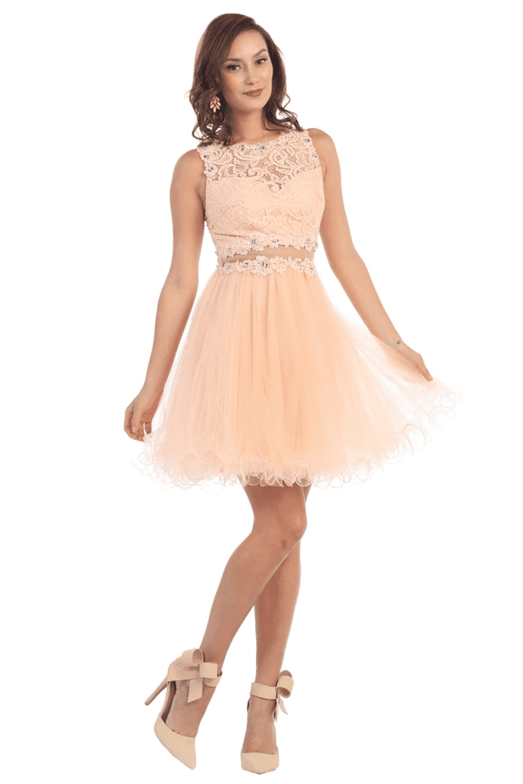 Women's May Queen Dama Dress Quinceanera Peach Style MQ1268 Quince Outfit 4