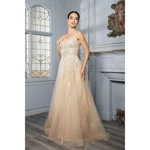 Women's May Queen Formal Dress Plunging V-Neck A-Line Prom 2026 Gown MQ2165 Sage Green 10