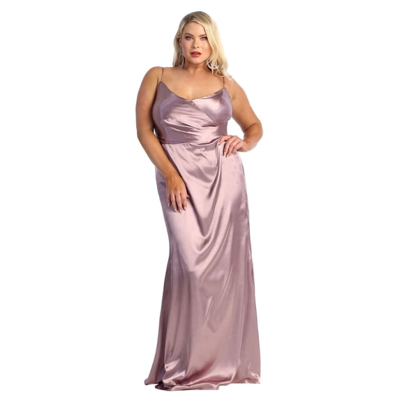 Women's May Queen Long Bridesmaid Dress Satin Formal evening elegant Gown MQ1931 Mauve 12