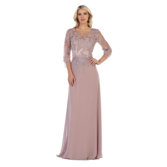 Women's May Queen MQ1637 3 4 Sleeves Long Plus Size Mother Of Bride Dress Mauve 5XL