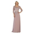 thumbnail image 1 of Women's May Queen MQ1637 3 4 Sleeves Long Plus Size Mother Of Bride Dress Mauve L, 1 of 1