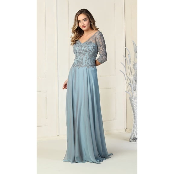 Women's May Queen MQ1860 Short Sleeve V Neck Mother Of Bride Plus Size Dress Sage Green S