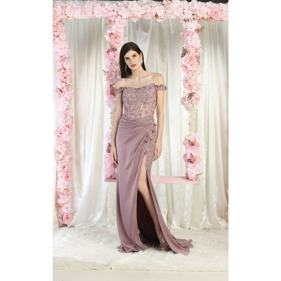Women's May Queen MQ1962 Embellished Prom 2026 Gown Mauve 4
