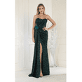 thumbnail image 1 of Women's May Queen MQ1968G Sequin Strapless Long Slit Hunter Green Formal Dress 8, 1 of 2
