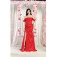 thumbnail image 1 of Women's May Queen MQ1998 Corset Bone Ruched Bridesmaids Off Shoulder Dress Red 4, 1 of 1