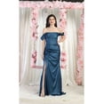 thumbnail image 1 of Women's May Queen MQ1998 Corset Bone Ruched Bridesmaids Off Shoulder Dress Teal Blue 10, 1 of 1