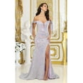 thumbnail image 1 of Women's May Queen MQ2023 Bow Off Shoulder Sequin Long Lilac Lavender Prom 2026 evening elegant Gown 8, 1 of 1