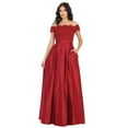 thumbnail image 1 of Women's May Queen Off The Shoulder Long Ballroom Classy Dress Burgundy 4, 1 of 1