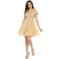 thumbnail image 1 of Women's May Queen Semi Formal Dress Champagne Goldish Beige Size 6, 1 of 1
