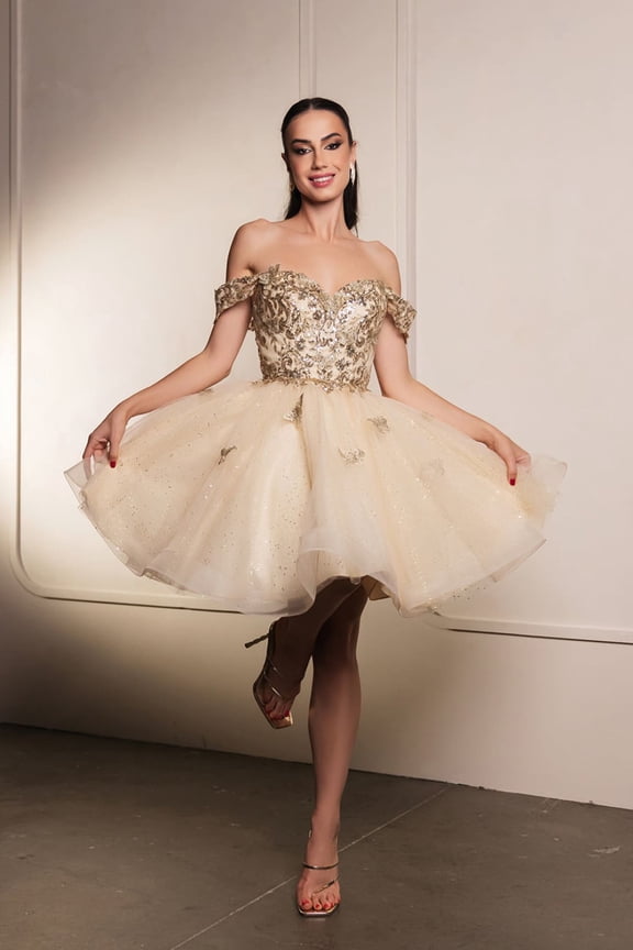 Women's May Queen Semi Formal Sweetheart Neckline A-Line Dress MQ2105 Champagne Goldish Beige 10