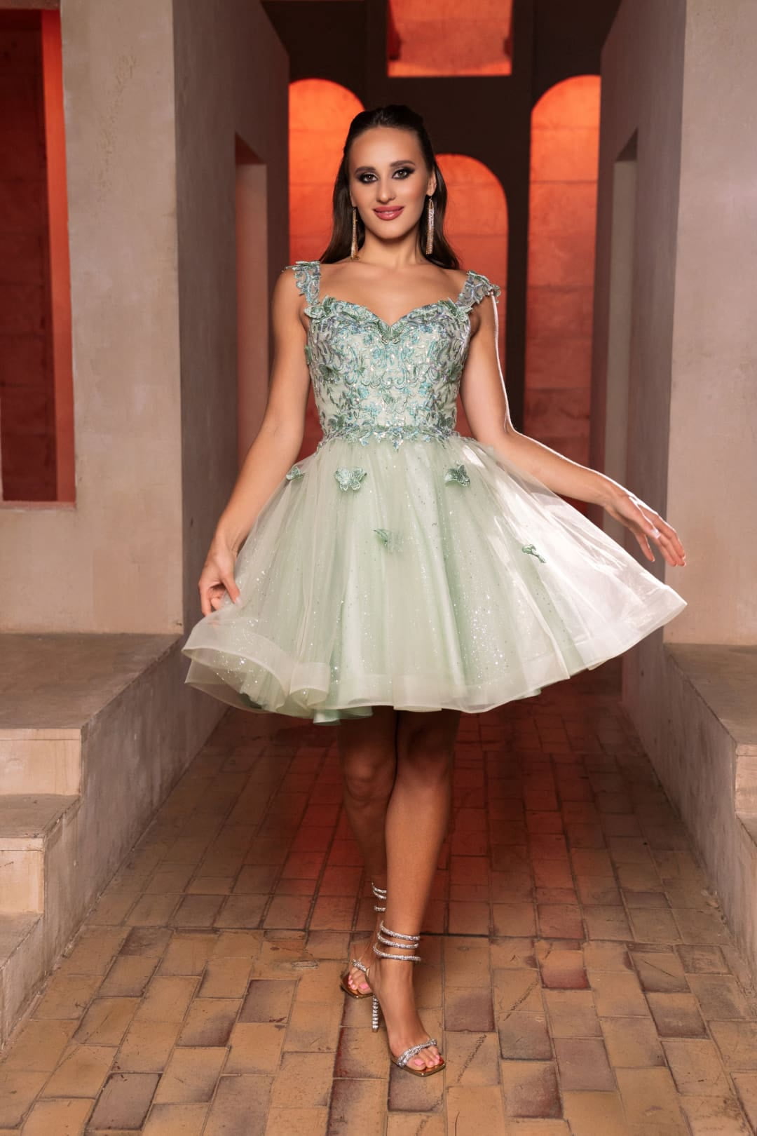 white christmas dresses Smitten Sweetheart Neckline Chiffon Midi Dress Sage main image 1