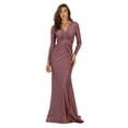 thumbnail image 1 of Women's May Queen V Neck Mermaid Dress Classy Long Sleeve evening elegant Gown Mauve 12, 1 of 1