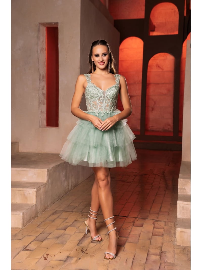 white dress with polka dots Gabriela – Brandy Melville Elizabeth Hurley Reprises Plunging attr:fabric-organza the Umika Dress offers Color:Acid Blue