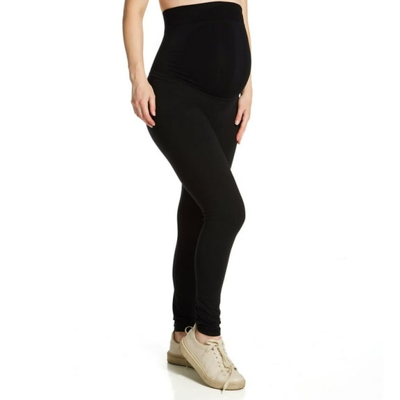 Women's MeMoi MA-006 Cotton Maternity Leggings (Black S)