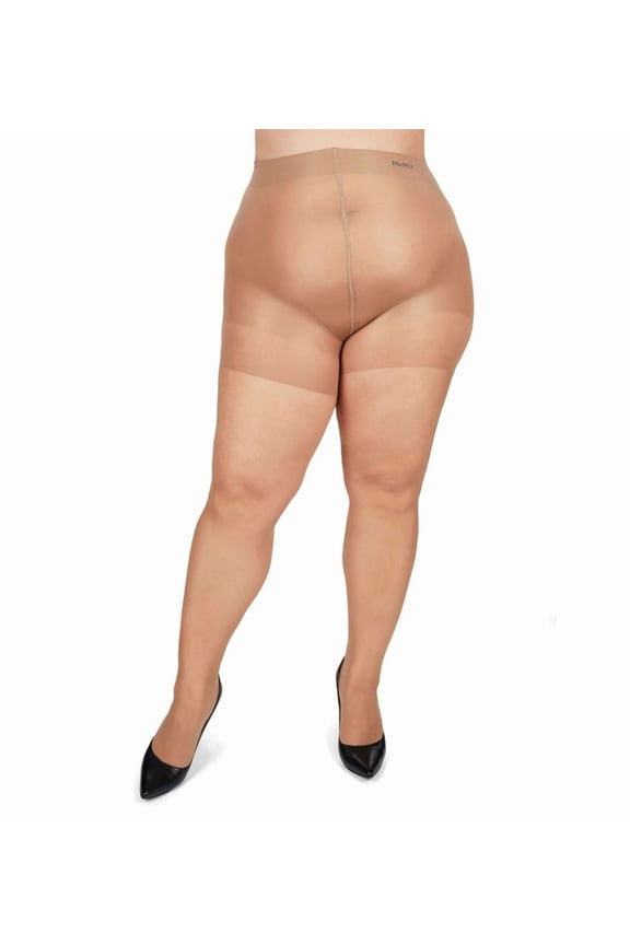Plus Size Curvy Silky Sheer Control Top Pantyhose - Womens - Female (1X/2X, Honey)