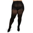 thumbnail image 1 of MeMoi Microfiber Opaque Plus Size Curvy Control Top Tights - Womens - Female, QP, Black, 1 of 9