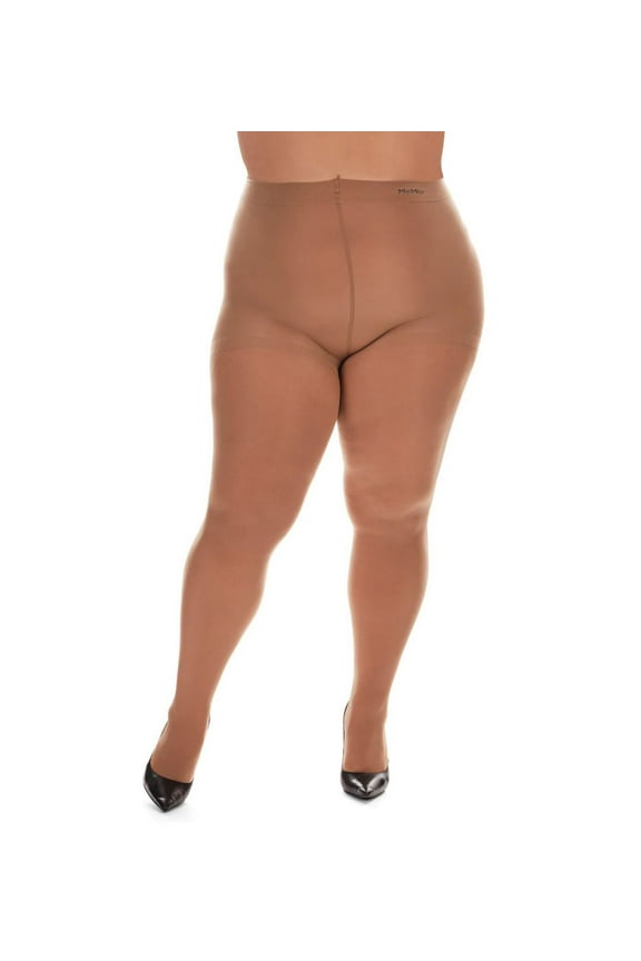 Microfiber Opaque Plus Size Curvy Control Top Tights - Womens - Female, 5X-6X, Honey