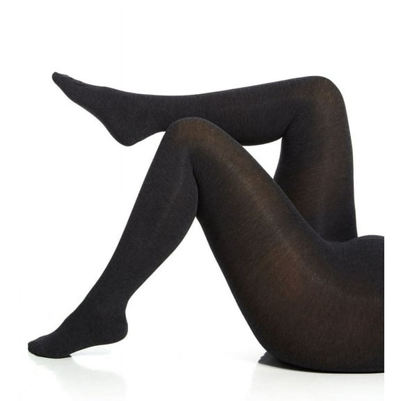 MeMoi Women's Brooklyn Flat Knit Cotton Blend Sweater Tights - Womens - Female, 3X-4X, Dark Gray Heather