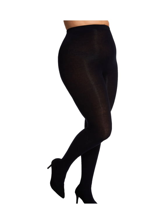 Women's MeMoi MO-325X Plus Size Flat Knit Sweater Tights (Navy 1X-2X)