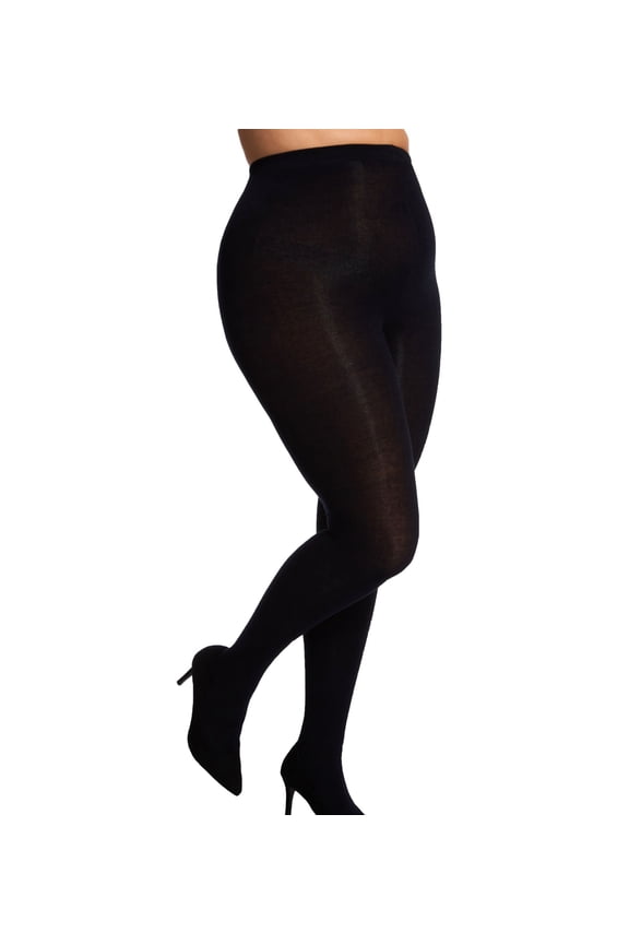 Women's MeMoi MO-325X Plus Size Flat Knit Sweater Tights (Navy 1X-2X)