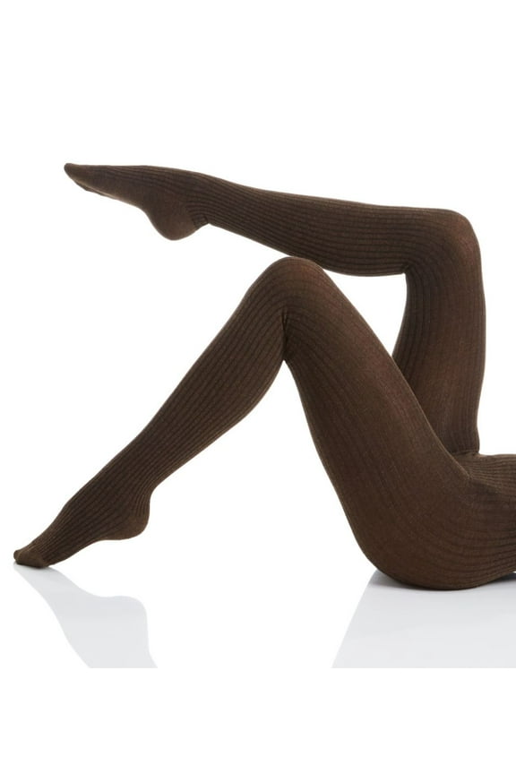 Women's Boston Ribbed Cotton Blend Sweater Tights - Womens - Female (S-M, Brown Heather)