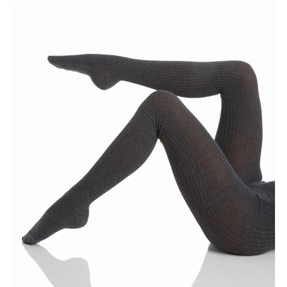 Women's MeMoi MO-327 Ribbed Sweater Tights (Dark Grey Heather L/XL)