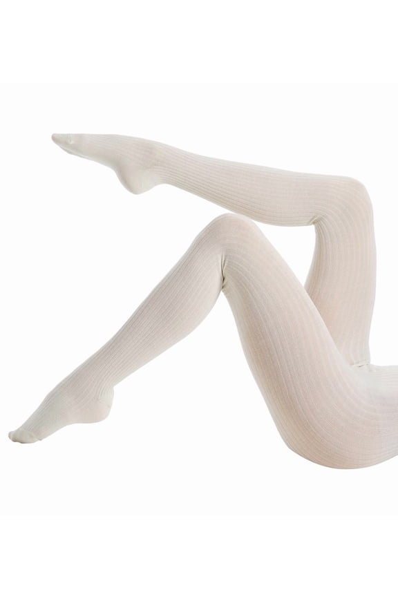Boston Ribbed Cotton Blend Sweater Tights - Womens - Female (S-M, Winter White)