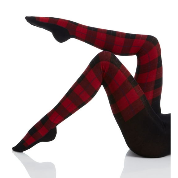 Women's MeMoi MO-392 Tartan Plaid Sweater Tights (Red Plaid L/XL)