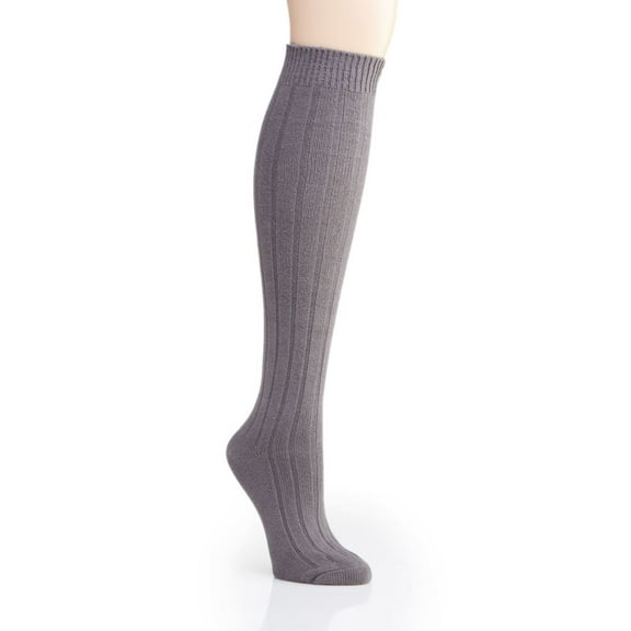 MeMoi Ribbed Cotton Blend Knee High Socks - Womens - Female, One Size, Pavement